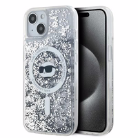 Karl Lagerfeld Šķidrais spīdums Choupette Head Magnētiskais viedtālruņa apvalks iPhone 15 / 14 / 13 – caurspīdīgs