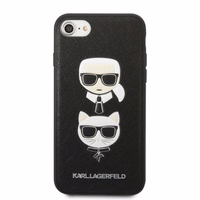 Karl Lagerfeld KLHCI8SAKICKCBK iPhone 7/8 / SE 2020 / SE 2022 melns/melns cietais apvalks Saffiano Karl&Choupette Galva