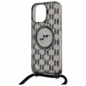 Karl Lagerfeld IML pār plecu monogrammas Karl un Choupette galvas MagSafe viedtālruņa apvalks iPhone 16 Pro - melns