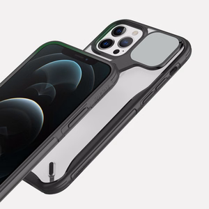 Nillkin Cyclops vāciņš iPhone 13 Pro - melns ar kameru aizsardzību un saliekamu statīvu