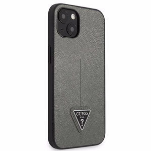 Guess GUHCP14SPSATLG iPhone 14 6.1 "sudraba cietais apvalks SaffianoTriangle Logo