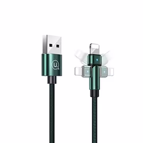 USAMS Kabelis pīts rotējošs U60 2A Lightning zaļš 1m SJ476USB02 (US-SJ476)