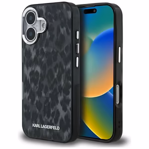 Karl Lagerfeld IML Leopard Pattern MagSafe macins iPhone 16 - melns