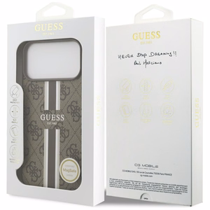 Guess 4G Printed Stripes MagSafe case for iPhone 17 Pro Max - brown