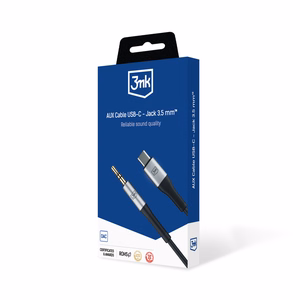Audio kabelis 3mk USB-C uz 3,5 mm 1,0 m melns