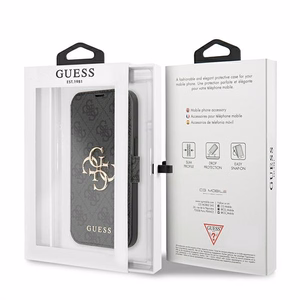 Guess GUBKP13X4GMGGR iPhone 13 Pro Max 6.7" vāciņš pelēks - 4G Liels metāla logotips