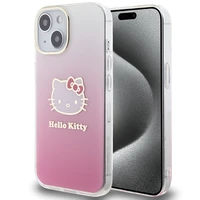 Hello Kitty IML Gradient Electrop Kitty Head viedtālruņa apvalks iPhone 15 - rozā