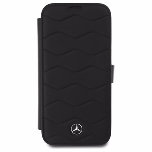 Mercedes MB Waves ādas apvalks viedtālrunim iPhone 16 Pro Max - melns (m)