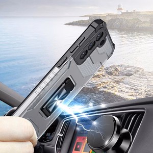 Crystal gredzena apvalks bruņu hibrīda + magnētiskais turētājs Samsung Galaxy S22 + (S22 Plus) zaļš