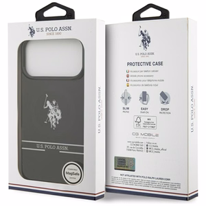 US Polo DH and Bottom Stripe Logo MagSafe Case for iPhone 17 Pro Max - Black