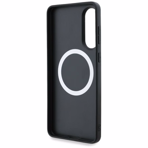 Чехол BMW Leather Oversized Stripes MagSafe для Samsung Galaxy S25 Edge - чёрный