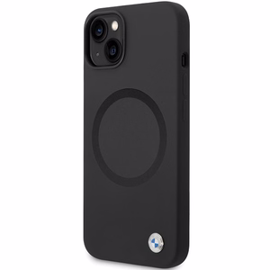 BMW BMHMP14SSILBK2 viedtālruņa apvalks iPhone 14 - melns Signature Liquid Silicone MagSafe