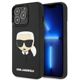 Karl Lagerfeld 3D gumijas Karla galvas apvalks iPhone 13 Pro / iPhone 13 - melns