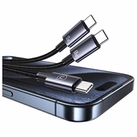 USAMS kabelis 2in1 2xUSB-C 72W 1,2m Aluminum Alloy Data Cable Sufeng Series SJ740USB101 (US-SJ740)
