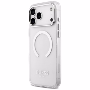 Guess Metal Outline Magnētiskais viedtālruņa apvalks iPhone 17 Pro Max - sudraba