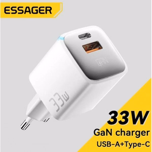 Lādētājs Essager GaN Polestar balts 33W (PD / QC3.0)