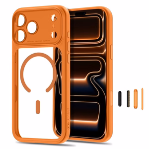 Tech-Protect MagPeak MagSafe CC maciņš, paredzēts iPhone 18 Pro / 17 Pro, caurspīdīgs oranžs