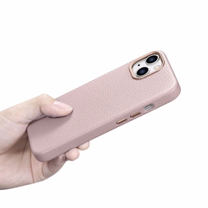 iCarer Litchi Premium ādas viedtālruņa apvalks iPhone 14 Plus Magnētiskais ādas apvalks ar MagSafe Rozā (WMI14220711-PK)