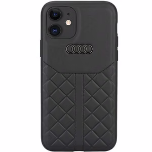 Audi īstas ādas viedtālruņa apvalks iPhone 11 / Xr 6.1 melns