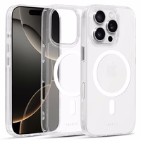 Liavec Spīdīgs Magnētiskais Caurspīdīgs viedtālruņa apvalks Iphone 16 Pro Max balta
