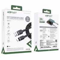 Acefast C14-04 USB-A - USB-C kabelis Spring 480Mb/s 3A 1,2 m - melns