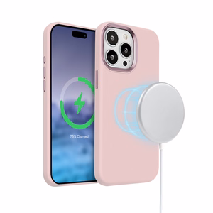 Crong Color Cover LUX Magnetic vāciņš ierīcei iPhone 15 Pro, saderīgs ar MagSafe, rozā
