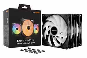 be quiet! LIGHT WINGS LX 140mm PWM High Speed 3 gab. iepakojums melns korpusa ventilators 14 cm 3 gab.