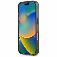 Guess IML Metal Mountain Logo Magnētiskais iPhone 16 Pro viedtālruņa apvalks - melns