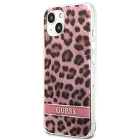 Guess GUHCP13SHSLEOP iPhone 13 mini 5.4" rozā cietais viedtālruņa apvalks Leopard