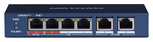 Hikvision DS-3E0106HP-E nepārvaldāms Fast Ethernet (10/100) tīkla komutators ar PoE atbalstu, zils