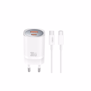XO sienas lādētājs CE21 PD 30W 1x USB-C 1x USB balts