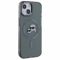Karl Lagerfeld KLHMP15SHLSKCK iPhone 15 6.1" melns cietais viedtālruņa apvalks IML Metal Karl & Choupette Head Magnētiskais (MagSafe)