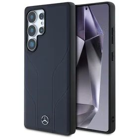 Mercedes Ādas Iespiestas līnijas Magnētiskais apvalks Samsung Galaxy S25 Ultra - zils