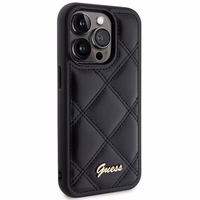Guess Quilted Metal Logo viedtālruņa apvalks iPhone 15 Pro - melns