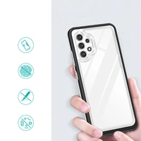 Caurspīdīgs 3in1 viedtālruņa apvalks Samsung Galaxy A32 5G rāmis gels melns