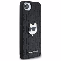 Karl Lagerfeld Monogram Choupette Head Pin viedtālruņa apvalks iPhone 16e - melns