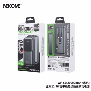 Portatīvais lādētājs WK Design „WP-66“ melns 20000mAh (22.5W)