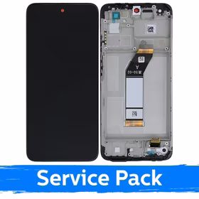 LCD Displejs Saderīgs ar Xiaomi Redmi 10 (2021) Melns Ar Frame (Service Pack)