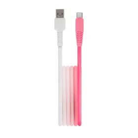 Setty kabelis USB - USB-C 1,5 m 3A KGA-C-1.5320 balts-rozā gradients