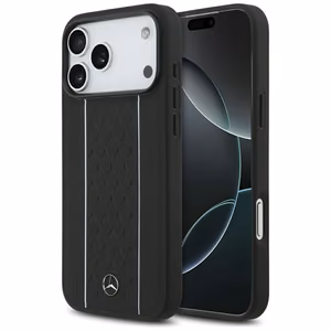 Mercedes Leather Star Pattern Stripes MagSafe Case for iPhone 17 Pro Max - Black