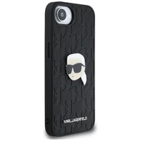 Karl Lagerfeld Monogram Karl Head Pin viedtālruņa apvalks iPhone 16e - melns