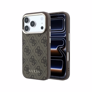 Case Guess PU Leather 4G Gold Frame MagSafe Apple iPhone 18 Pro Max brown