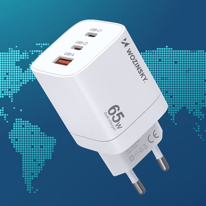 Wozinsky CGWCW 65W GaN сетевое зарядное устройство USB-A 2x USB-C - белый