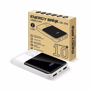 Ārējā baterija 10 000mAh, 2x USB, 1x USB-C 22,5W, QC4+, LCD ekrāns, balta