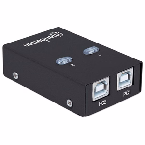 Manhattan USB-A automātiskais koplietošanas slēdzis, 2x USB-B pieslēgvietas, 480 Mbps (USB 2.0), dubultā vadība (automātiskā vai manuālā), USB barošana (nav nepieciešams ārējs barošanas avots), komplektā 1x 1.5m USB-A uz USB-B kabelis