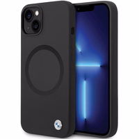 BMW BMHMP14SSILBK2 viedtālruņa apvalks iPhone 14 - melns Signature Liquid Silicone MagSafe