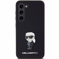 Karl Lagerfeld Silikona Ikonik Metal Pin viedtālruņa apvalks Samsung Galaxy S24 - melns