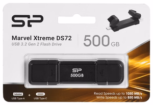 Silicon Power DS72 USB zibatmiņa 500 GB USB Type-A / USB Type-C 3.2 Gen 2 (3.1 Gen 2) melna