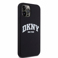 DKNY Šķidrs silikona balts drukāts logotips magnētiskais viedtālruņa apvalks iPhone 12/12 Pro - melns
