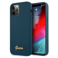 Guess GUHCP12LLSLMGBL iPhone 12 Pro Max 6.7" zils/zils cietais apvalks Metal Logo Script